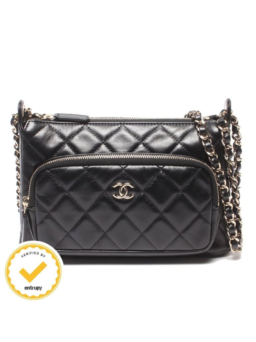 Chanel Chain Shoulder Bag Crossbody Silver Single Shiny Crumple Quilted Lambskin